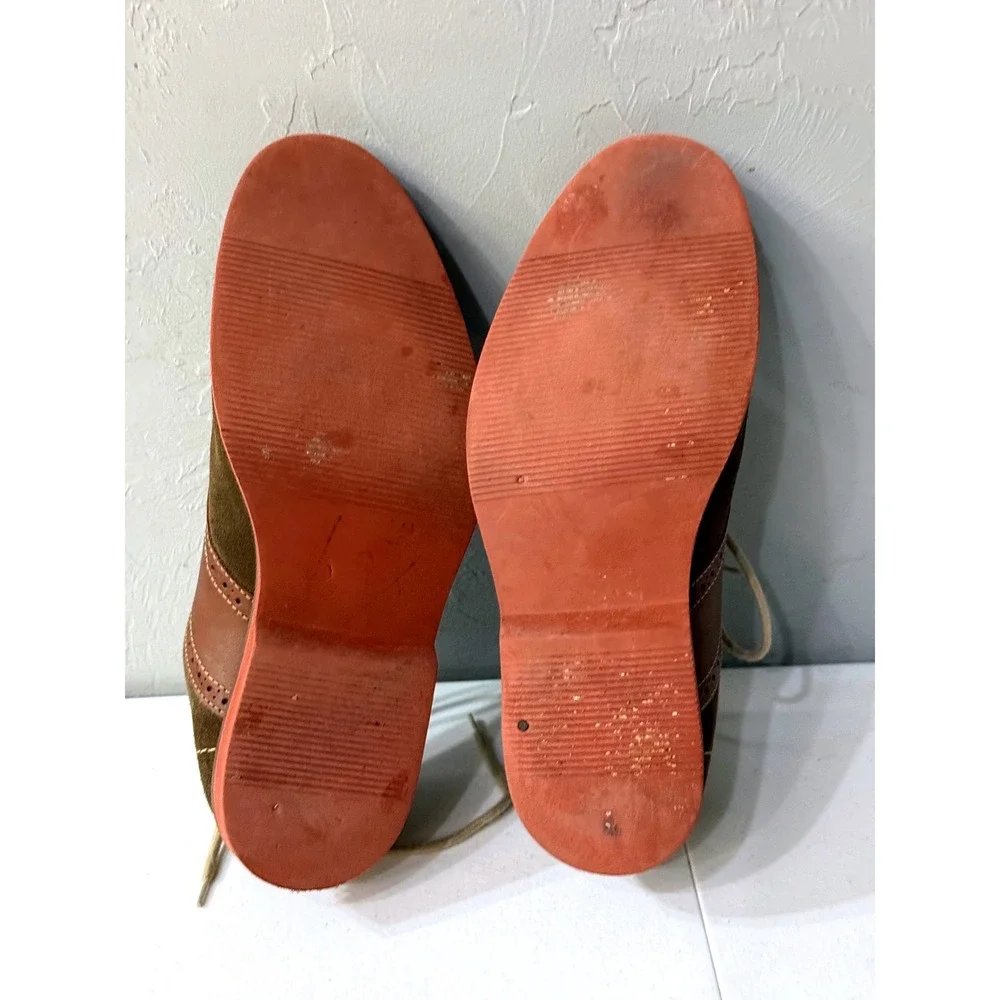 1901 Mens Brown Suede Leather Saddle Oxford Shoes‎ M23109 Size 8.5 M Brazil